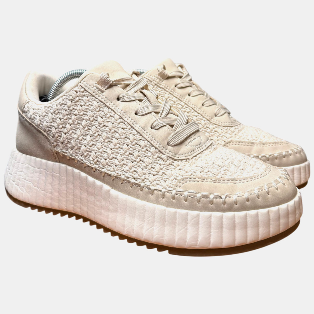 DV by DOLCE VITA Fredi Women 8 Sandstone Crochet Sneakers Platform Comfort Shoes - Picture 4 of 13